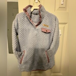 Simply Southern Kids' Textured Pullover in Gray and Pink